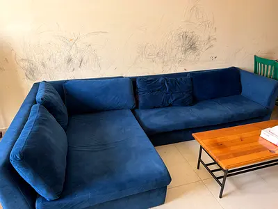 Blue L-shaped Corner Sofa - 3.15m Modern Upholstered Couch