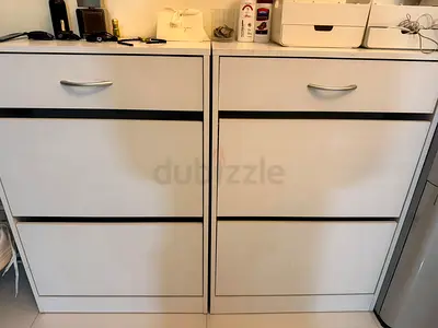Pair of White Shoe Cabinets