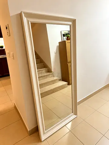 Large Full-Length Wall Mirror with White Frame - Excellent Condition