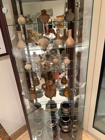 Glass cabinet.