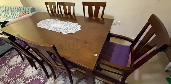 Wooden 7-Seater Dining Table solid wood with Chairs - Good Condition