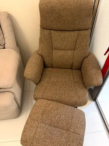 Fabric Recliner Chair with Footstool