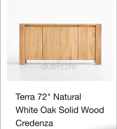 Crate and barrel- Natural  Oak Solid Wood Credenza - Solid Oak Sideboard