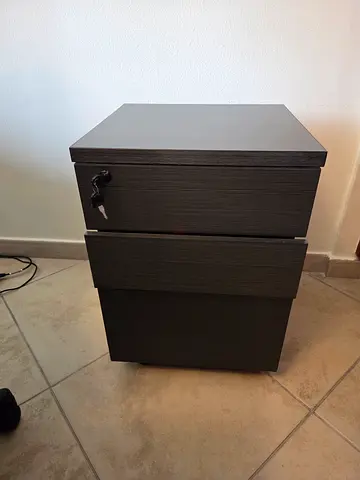 OFFICE 3 Drawers Cabinet Black Wooden