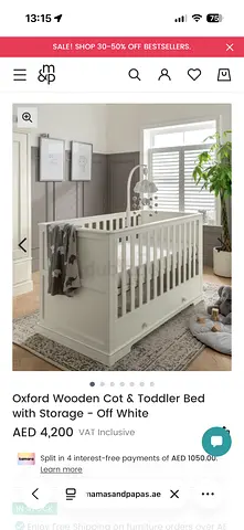 Oxford Wooden Cot & Toddler Bed with Storage - Off White