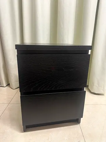 Ikea Two Black wooden bedside nightstands with two drawers