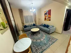 For monthly rent: a furnished one-bedroom apartment (bedroom and living room) with hotel-style furni