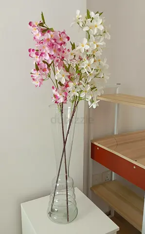 Glass Vase with Flowers Bunches