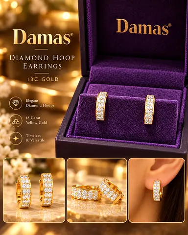 Damas 18K Gold Diamond Hoop Earrings