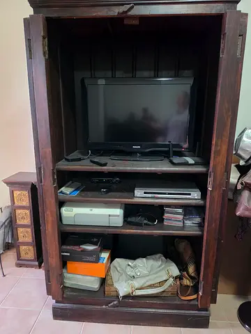 Solid wood entertainment cabinet/TV armoire - dark finish