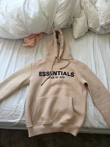 Beige 'Essentials Fear of $%&' Hoodie – Size Unknown, Gently Used