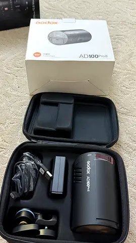 Godox AD100Pro II Portable Flash Head with Case and Accessories and additional filters