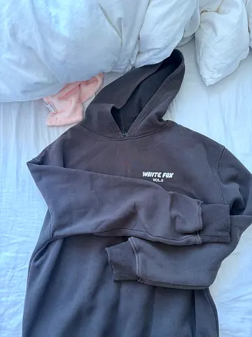 Dark grey Off-White style hoodie, size approx M (preowned)