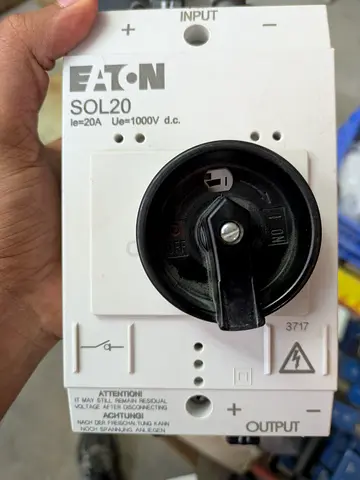 Eaton SOL20 20A DC Isolator Switch / Disconnect