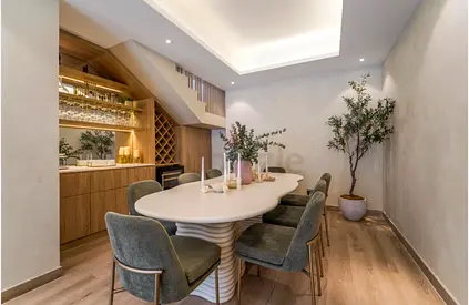 Custom Made Dining Table with 8 West Elm Chairs for Sale
