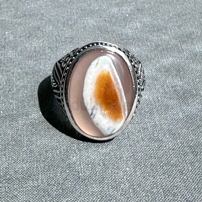 Natural Yemeni Sulaimani Dawoodi Eye Agate 950 Silver Ring خاتم فضة 950 عقيق يماني سليماني داوودي عي