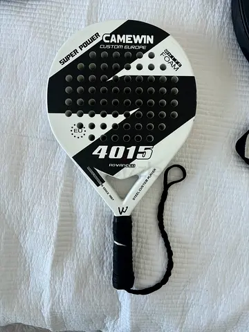 Camewin Padel Tennis Racket Carbon Fiber Diamond Shape with Bag Included - White and Black