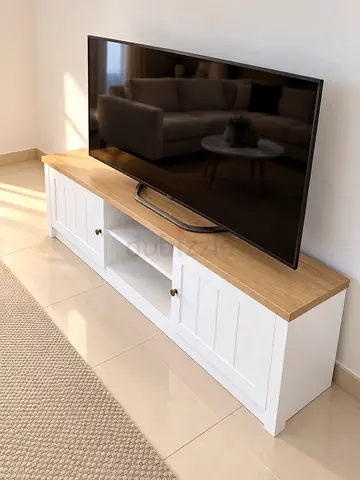 PAN HOMES TV UNIT – WHITE & OAK – EXCELLENT CONDITION