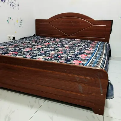 Wooden Double Bed Frame and mattress with Headboard - Good Used Condition