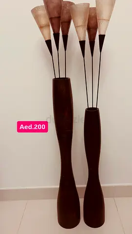 Pair of Tall solid Wooden Floor Vase with Cone Shades for candles