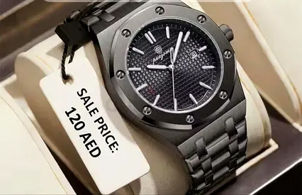 Men's Stainless Steel Black Sport Watch - Good Condition
