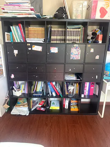 IKEA KALLAX 5x5 Dark wood multi-compartment storage cabinet with drawers