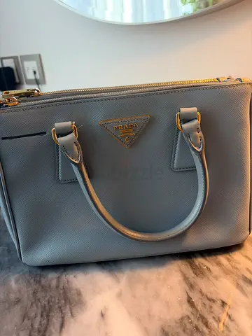 Sky Blue structured leather Prada- top-handle handbag (pre-owned)