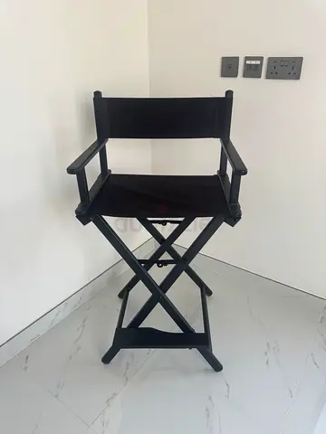 Professional Tall Director Chair / Makeup Chair – Black Wooden Frame