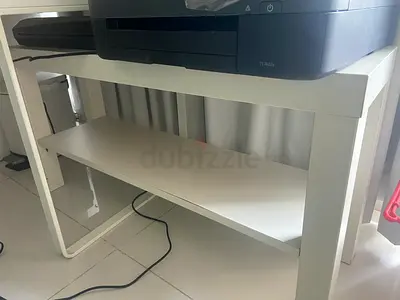 Simple white console/side table with lower shelf - good condition