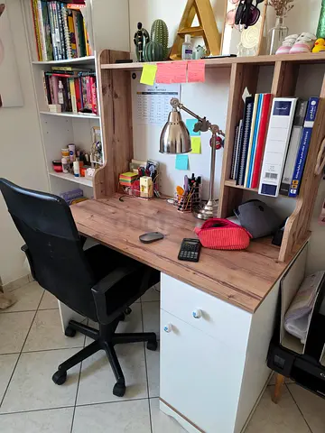 Wooden Study Desk with Hutch and Drawers - Good Condition