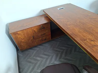 Office Desk with Matching Storage Cabinet - Dark Walnut