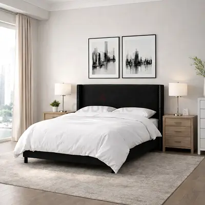 Brand New King Size Luxury Velvet Bed with Spring Mattress