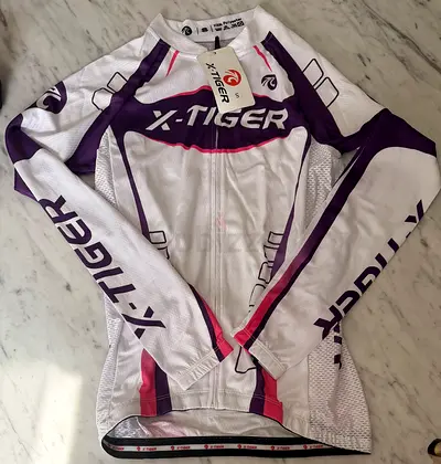 X-Tiger long sleeve cycling jersey - women’s size S, white/purple