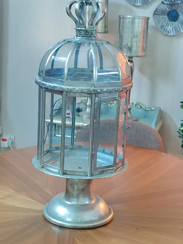 Decorative Silver Lantern/Candle Holder on Pedestal - Large 70cm height not used new