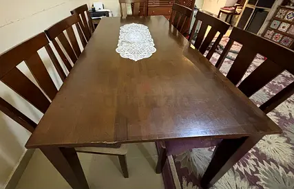 Wooden 7-Seater Dining Table solid wood with Chairs - Good Condition