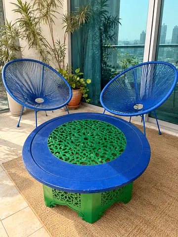 Eclectic Blue & Green Outdoor Seating