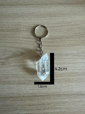 Clear Quartz Crystal Keychain — 4.2cm Pendant, Natural Look