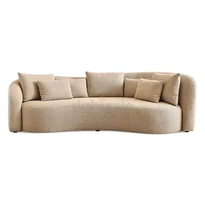 Hermann 4 Seater Curved Beige Sofa with Cushions - Excellent Condition