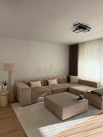 Modern tufted covered 4 seater sectional sofa with soft seater