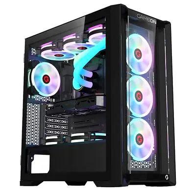 New GameON Vortex Midnight Mid-Tower Gaming PC Case with ARGB Fans &Tempered Glass With original box