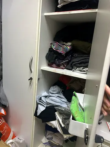 White 2-Door Wardrobe / Storage Cabinet with Lock - Good Condition