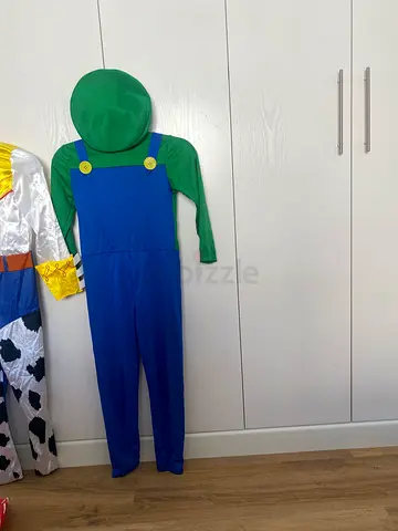 Kids Luigi Costume (Green & Blue) - Good Condition for 10 to 11 years old with hat