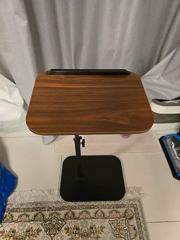 Wooden adjustable side table with metal base - excellent condition