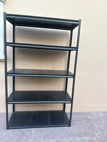 Black metal 4-tier shelving unit - sturdy storage rack