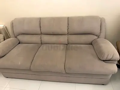 Beige 3-Seater Fabric Sofa