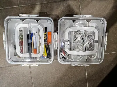 4 Clear plastic storage containers