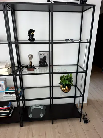 Black metal open shelving unit - 5-tier display/storage shelf- Three pieces available
