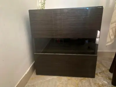 Modern dark wood bedside cabinet / nightstand - good condition