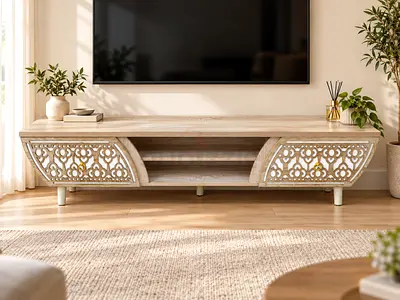 TV Stand with Storage – Beech & White TV Cabinet