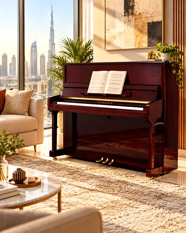 Chloris Upright Piano –Mahogany Gloss Finish